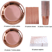 rose gold disposable tableware set, view 6 - MRSLM