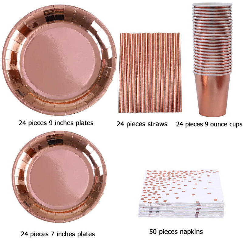 rose gold disposable tableware set, view 6 - MRSLM