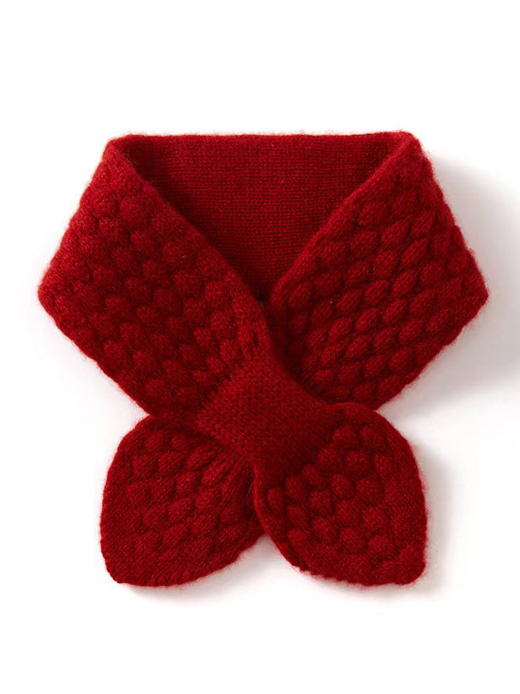 Cashmere moss stitch bowknot scarf, view 7 - MRSLM