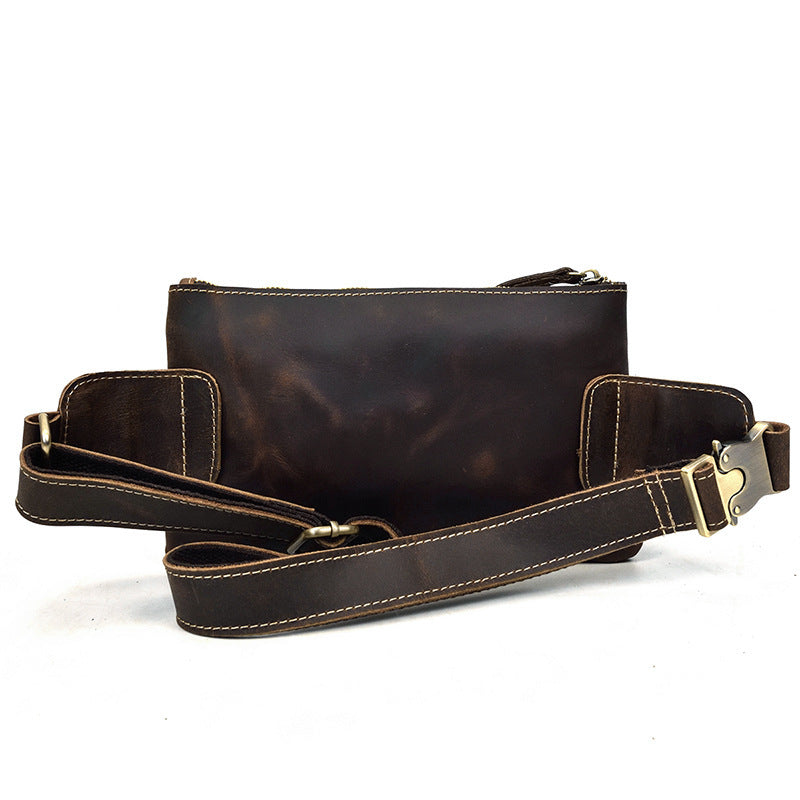 men's cowhide waist crossbody bag, view 3 - MRSLM