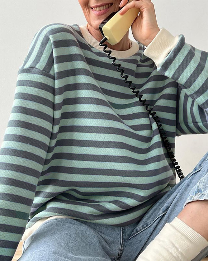 Yiyiyouni Knitted Thick Casual Striped Pullovers Women