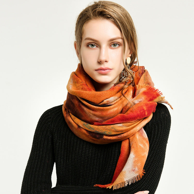 Graffiti print tassel scarf, view 2 - MRSLM