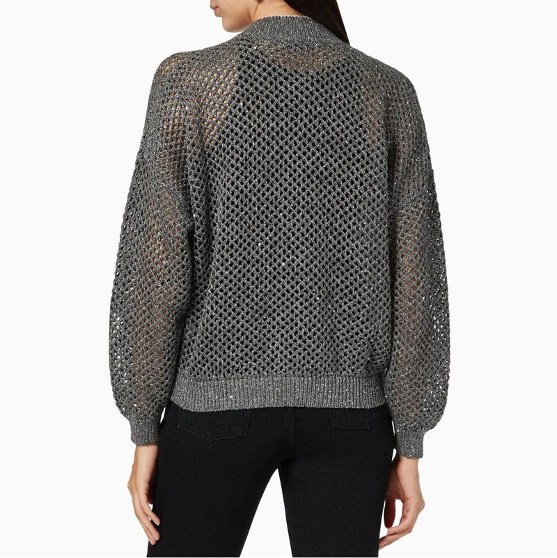 sequin linen blend knit top, view 5 - MRSLM