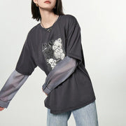bear print embroidered cotton tee, view 4 - MRSLM