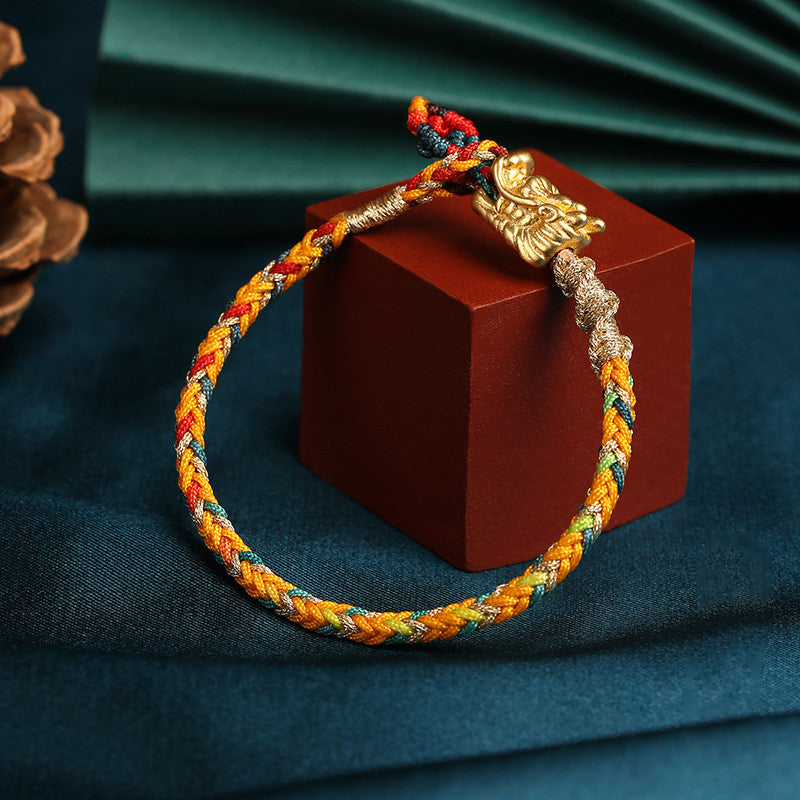 Auspicious Dragon Multicolored Rope Weaving Auspicious Well-being Bracelet