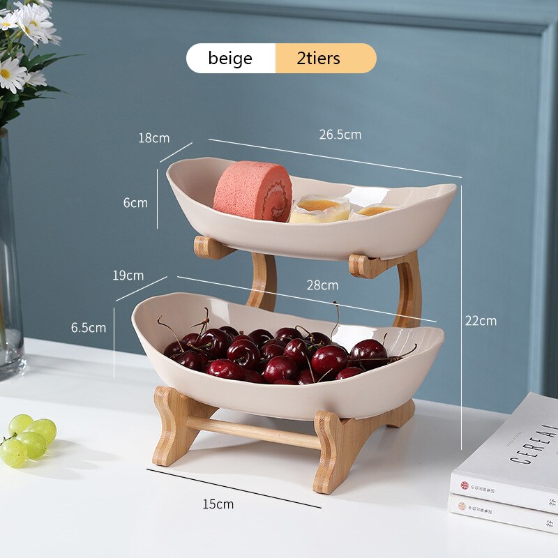 partitioned oval tiered serving plates, view 2 - MRSLM