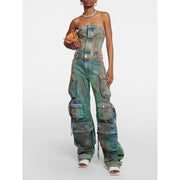 strapless denim jumpsuit, view 2 - MRSLM