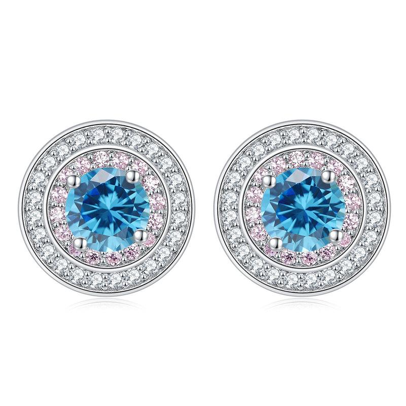 Sterling Silver Round Micro Set Zircon Earrings