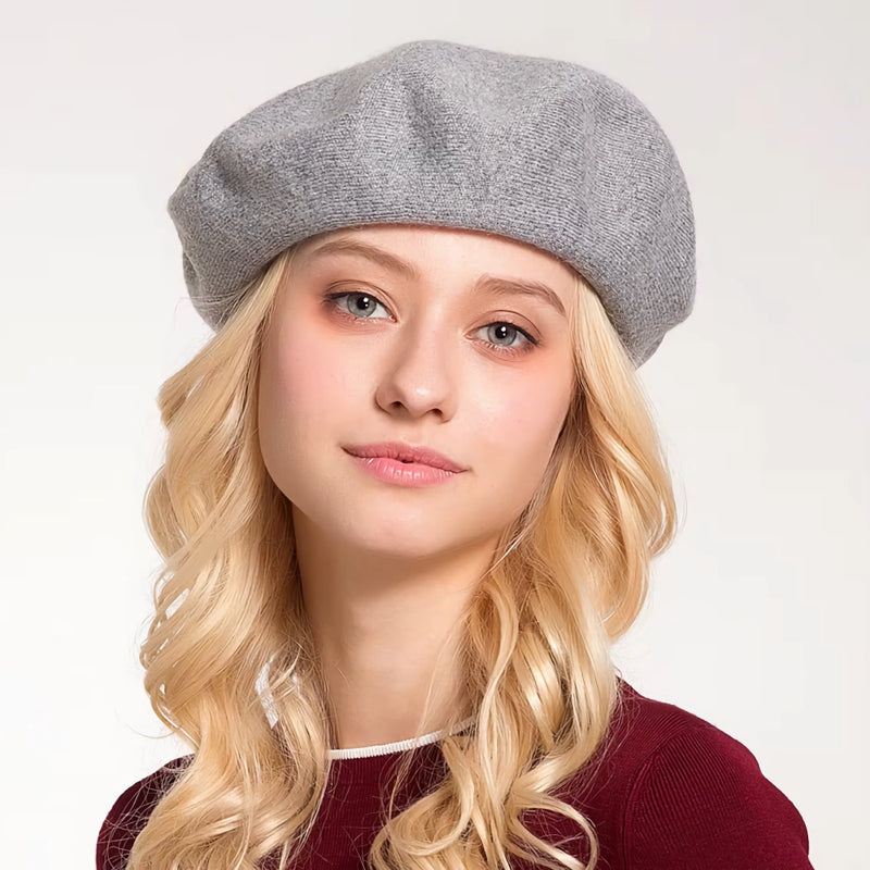 solid wool blend knitted beret - MRSLM