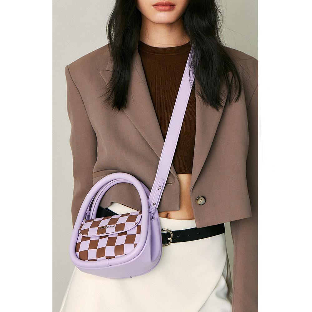 Vintage Leather Checkerboard Crossbody Bag