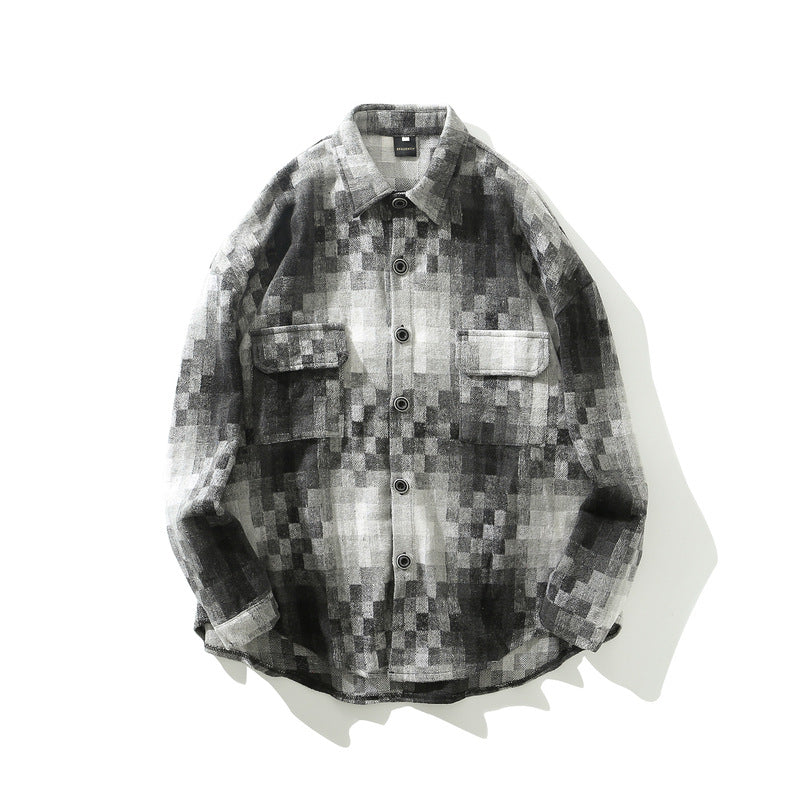 Men's black and white plaid oversized shirt - MRSLM