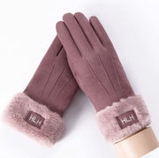 Women's plush-lined suede touchscreen gloves, view 6 - MRSLM