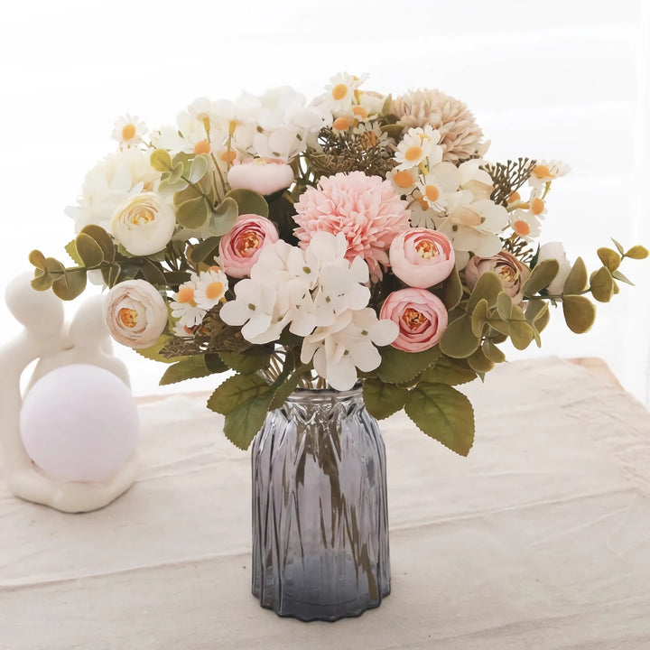 Rose Artificial Silk Flowers Bouquet for Home and Wedding Decoration