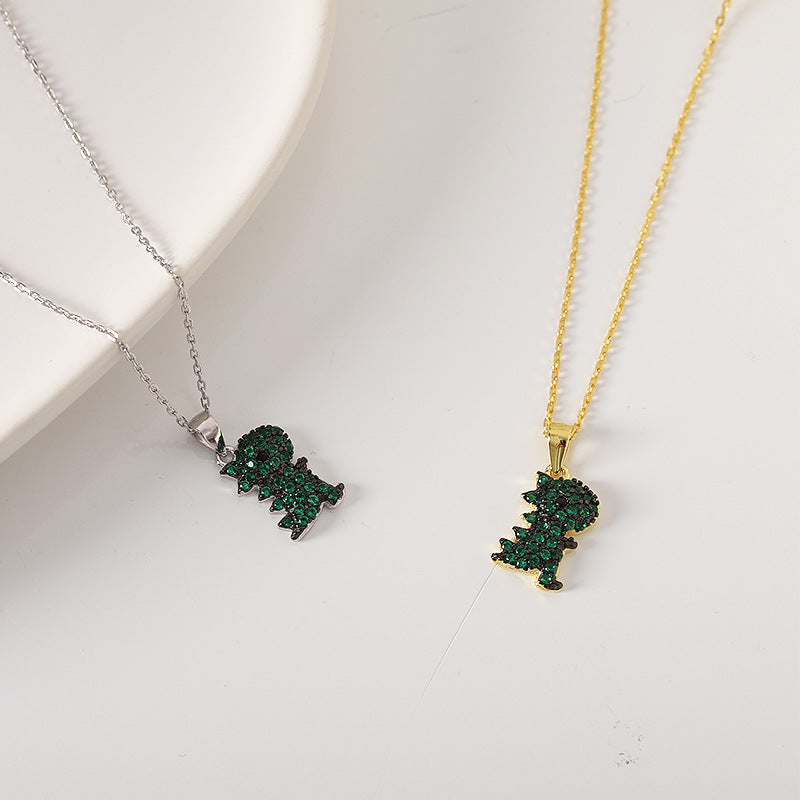 Sterling silver dinosaur pendant necklace, view 2 - MRSLM