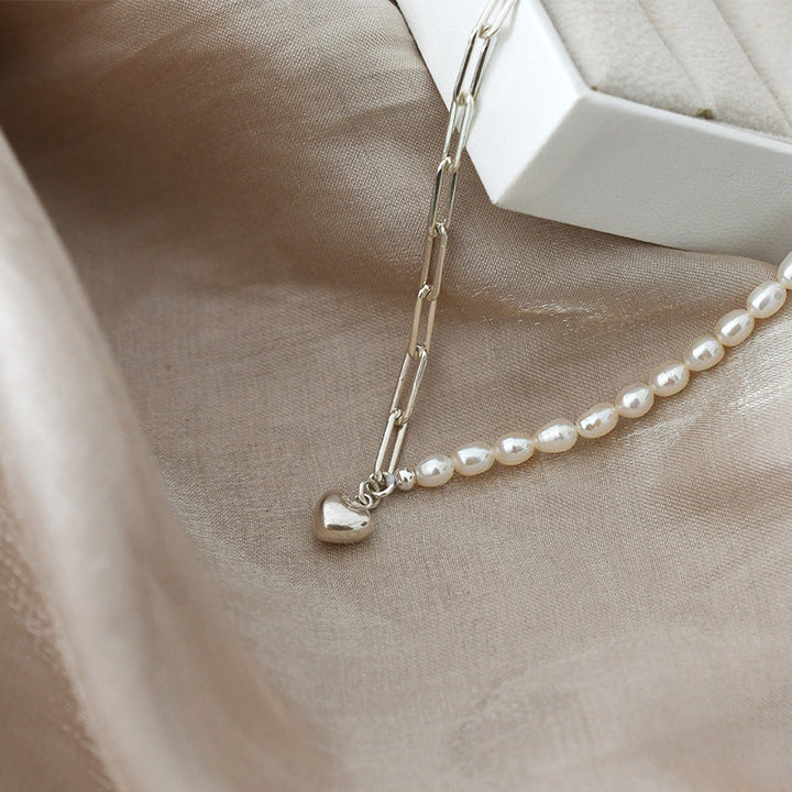 Freshwater Pearl Splicing Three-dimensional Small Love Necklace