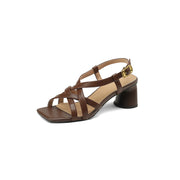 thick heel leather sandals, view 10 - MRSLM