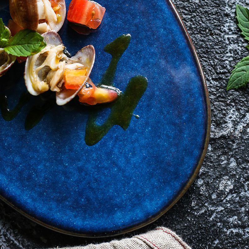 oval ceramic sushi sashimi plate, view 3 - MRSLM