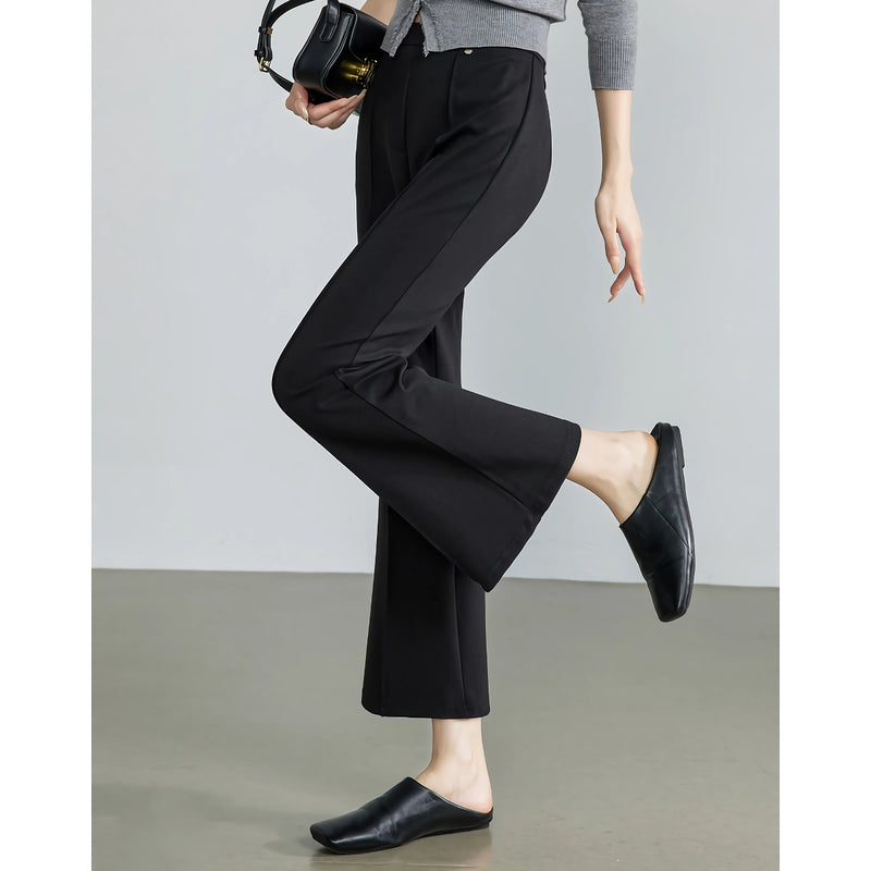 elegant micro flare ankle-length pants for women, view 4 - MRSLM