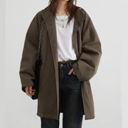 women's long casual coat with hood - MRSLM