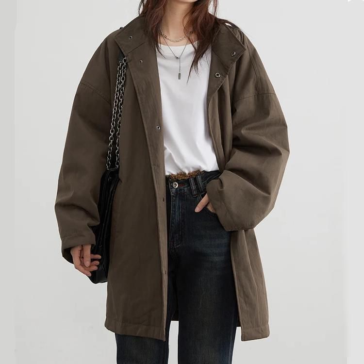 women's long casual coat with hood - MRSLM