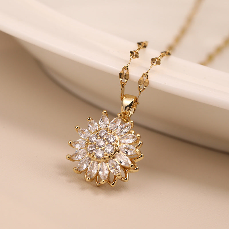 sunflower chain necklace, view 2 - MRSLM