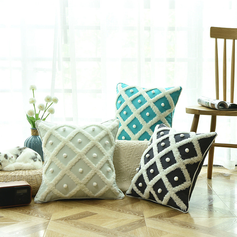 Tufted Moroccan-style pillow cover, view 2 - MRSLM