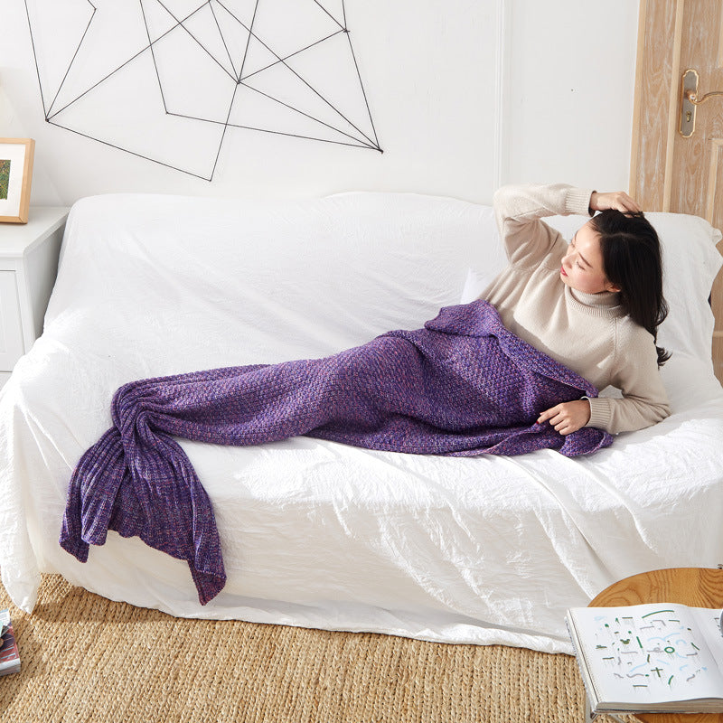 Knitted mermaid tail blanket, view 2 - MRSLM