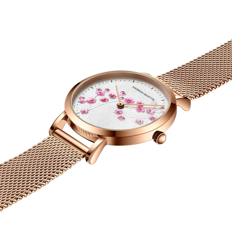 rose gold plum blossom ladies watch, view 3 - MRSLM