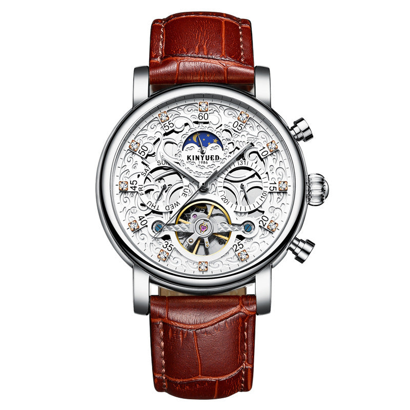 business leather mechanical watch, view 3 - MRSLM