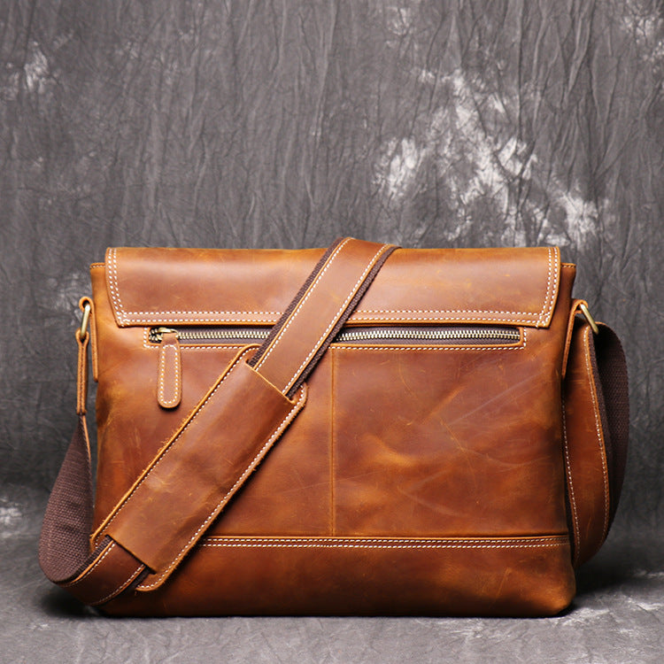 vintage distressed men's shoulder bag, view 3 - MRSLM