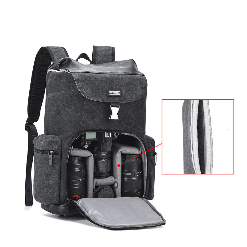 SLR camera bag canvas backpack, view 3 - MRSLM