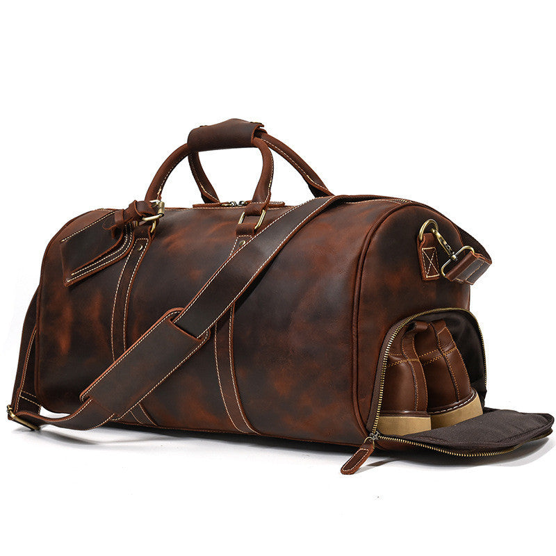 crazy horse leather duffel bag, view 2 - MRSLM