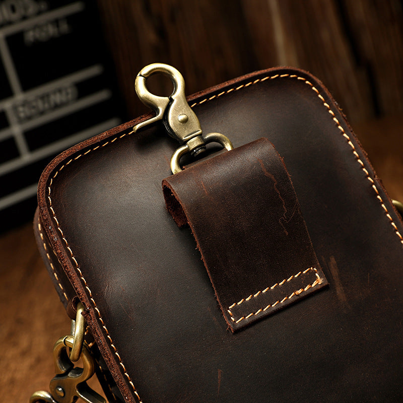 hand-rubbed leather messenger bag, view 2 - MRSLM