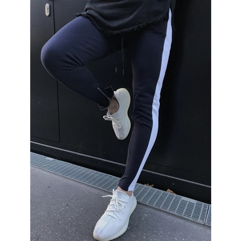 Leisure Patchwork Color Sports Pants Zipper Pants