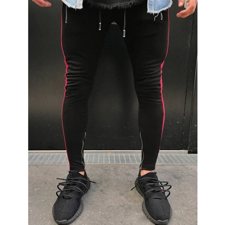 Leisure Patchwork Color Sports Pants Zipper Pants
