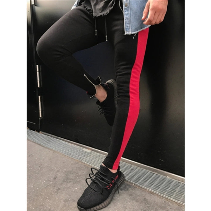 Leisure Patchwork Color Sports Pants Zipper Pants