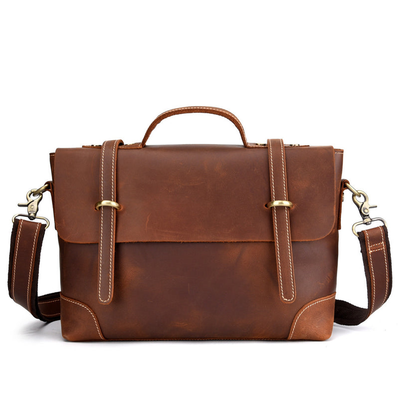 men's retro leather briefcase bag, view 2 - MRSLM