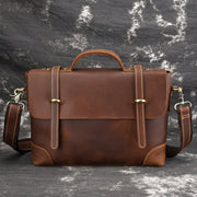 men's retro leather briefcase bag, view 4 - MRSLM