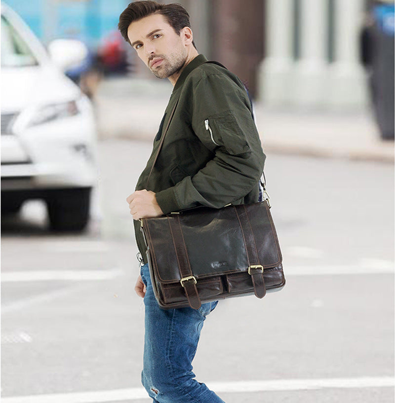 men's leather business briefcase, view 6 - MRSLM