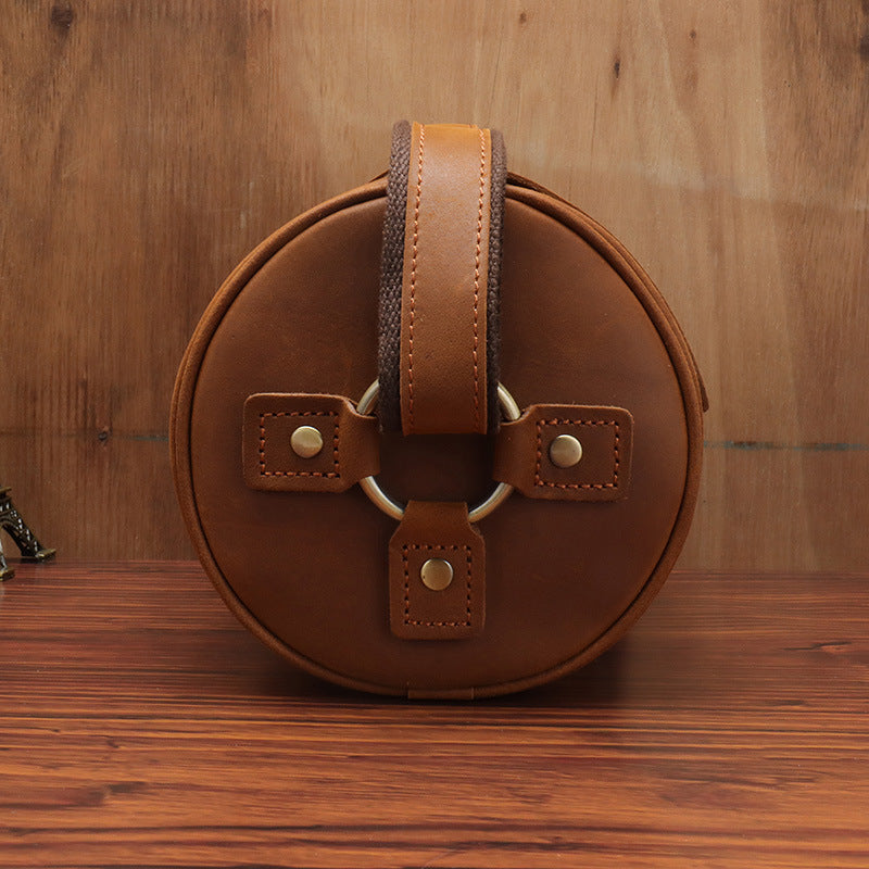 vintage leather cylinder bag, view 4 - MRSLM