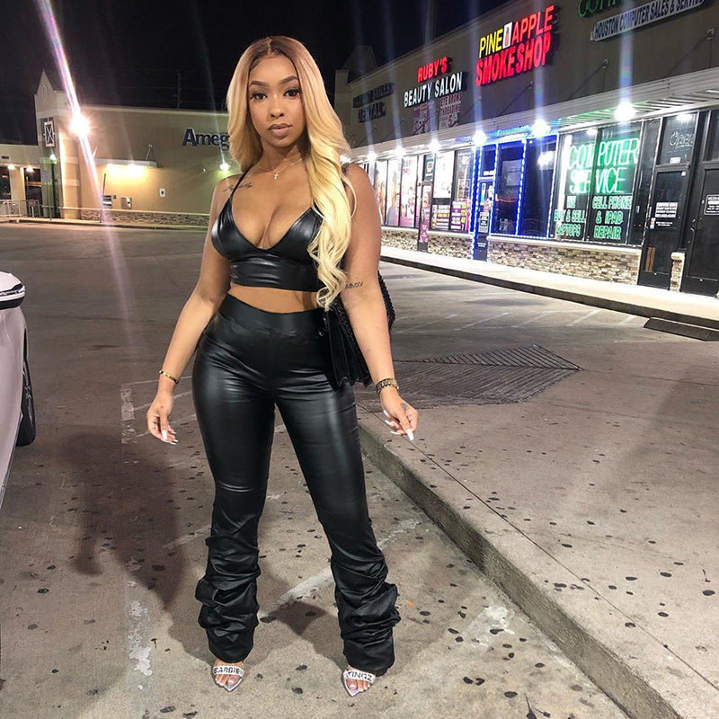 High-waisted Casual Stacked Pants