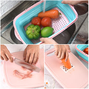 washing and draining basket with cutting board, view 3 - MRSLM