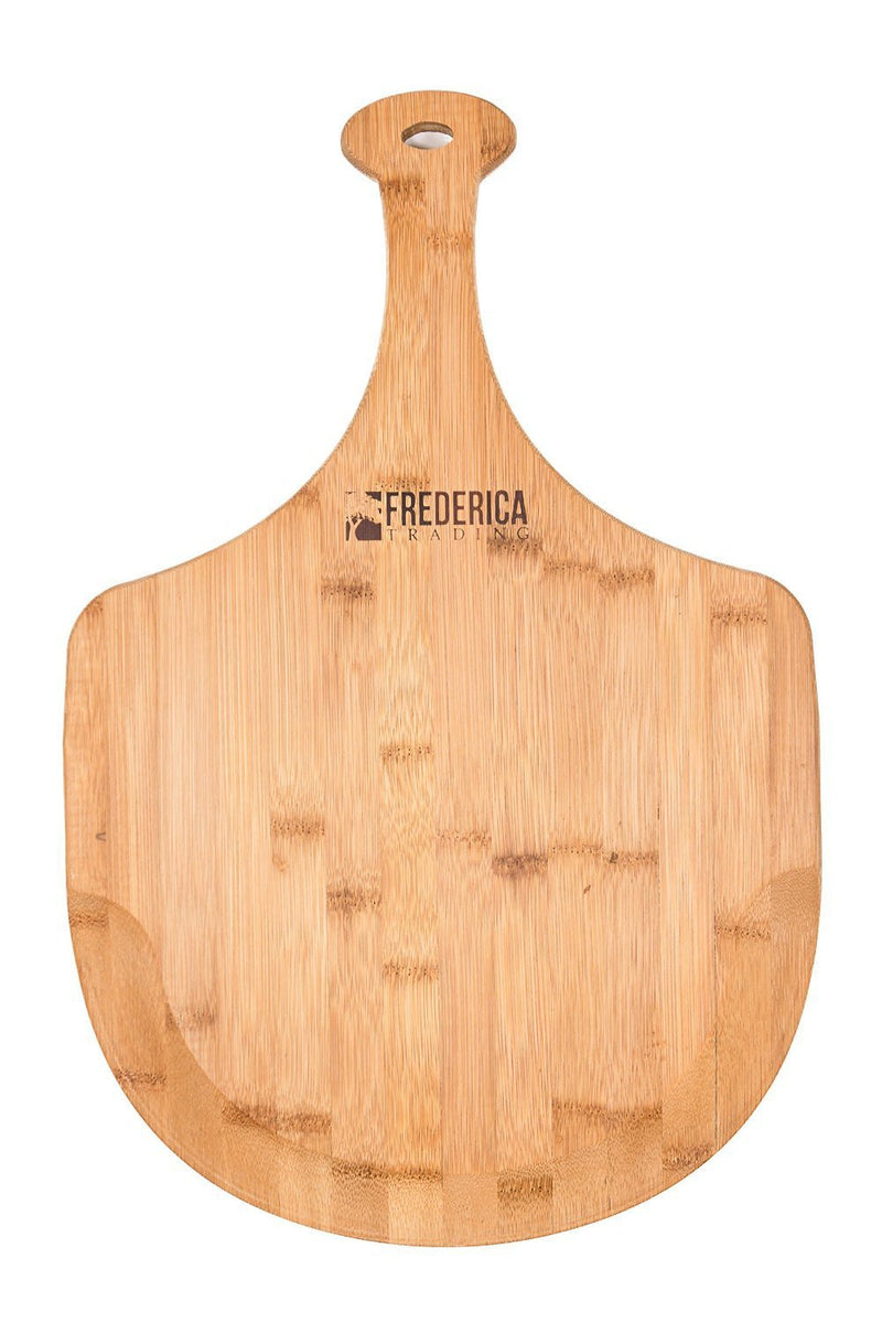 bamboo pizza tray with handle, view 3 - MRSLM