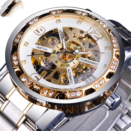men's hollow rhinestone watch, view 4 - MRSLM