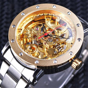 retro gold mechanical watch, view 2 - MRSLM