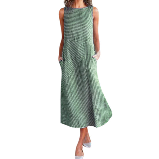 casual striped sleeveless maxi dress, view 9 - MRSLM