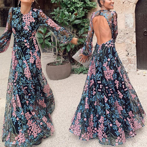 backless printed mid-waist dress - MRSLM