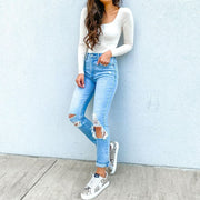 high-waisted white washed jeans - MRSLM
