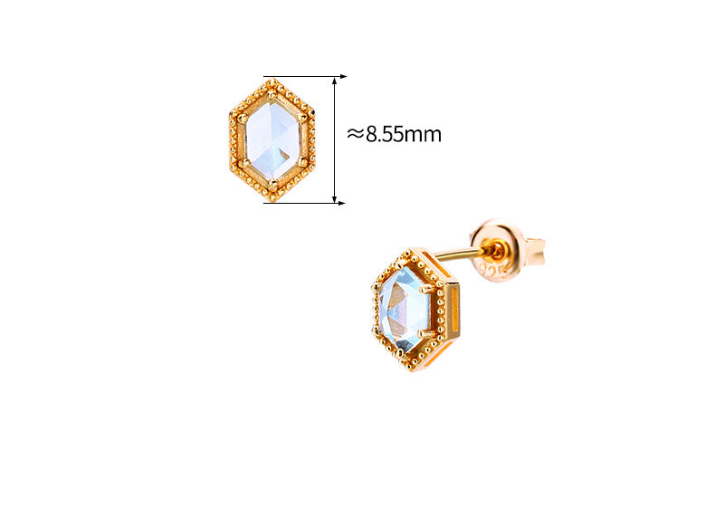 Small And Simple Retro Sky Blue Topaz Stud Earrings For Women