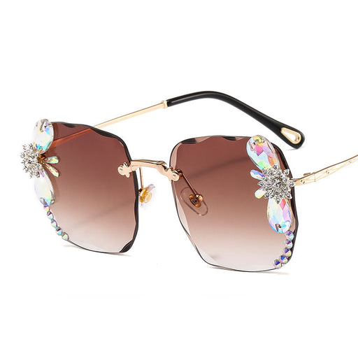 rhinestone gradient sunglasses, view 3 - MRSLM